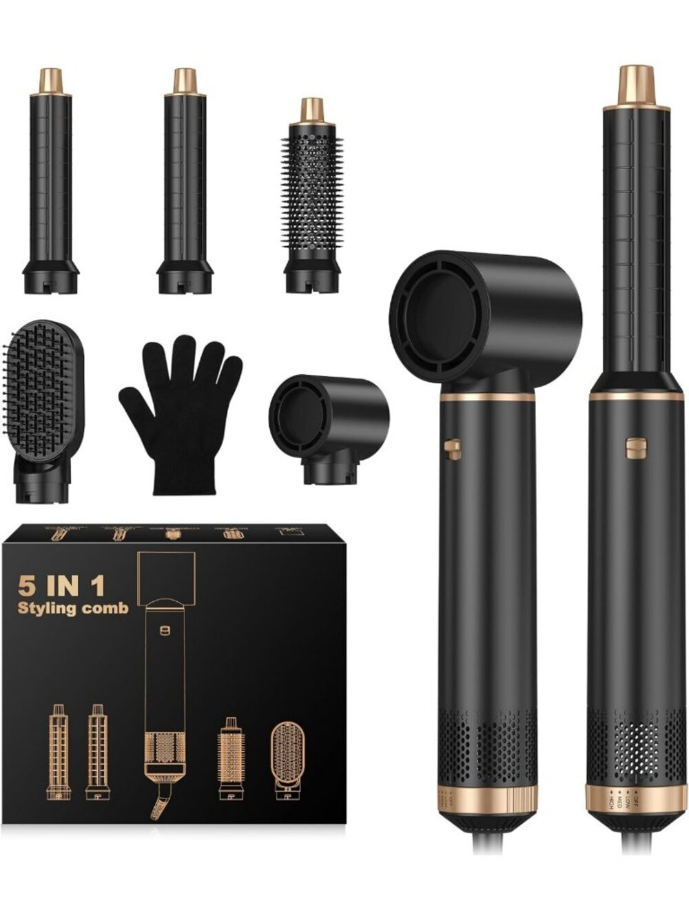 5-in-1 Detachable Hot Air Hair Styler & Curler for Effortless Styling